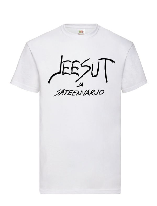 JEESUT JA SATEENVARJO Logo - T-paita, valkoinen