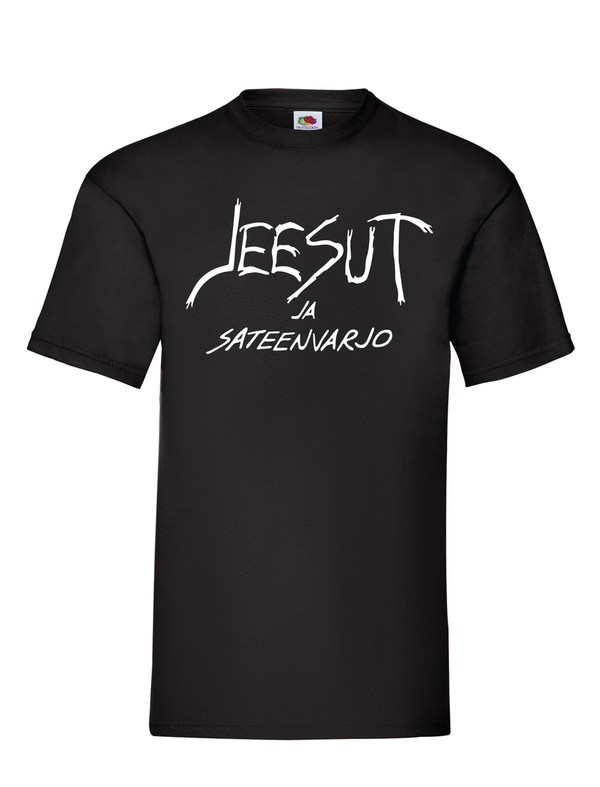 JEESUT JA SATEENVARJO Logo - T-paita, musta